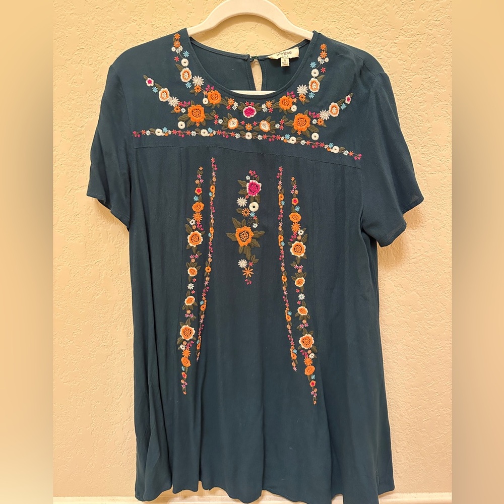 Embroidered Green Floral Dress